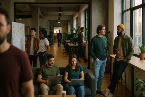 Illustration Memphis cartographie produit SaaS